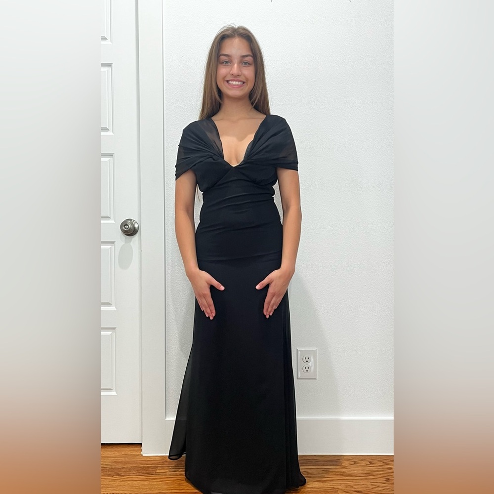 Vera Wang Black Dress with Tie Scarves